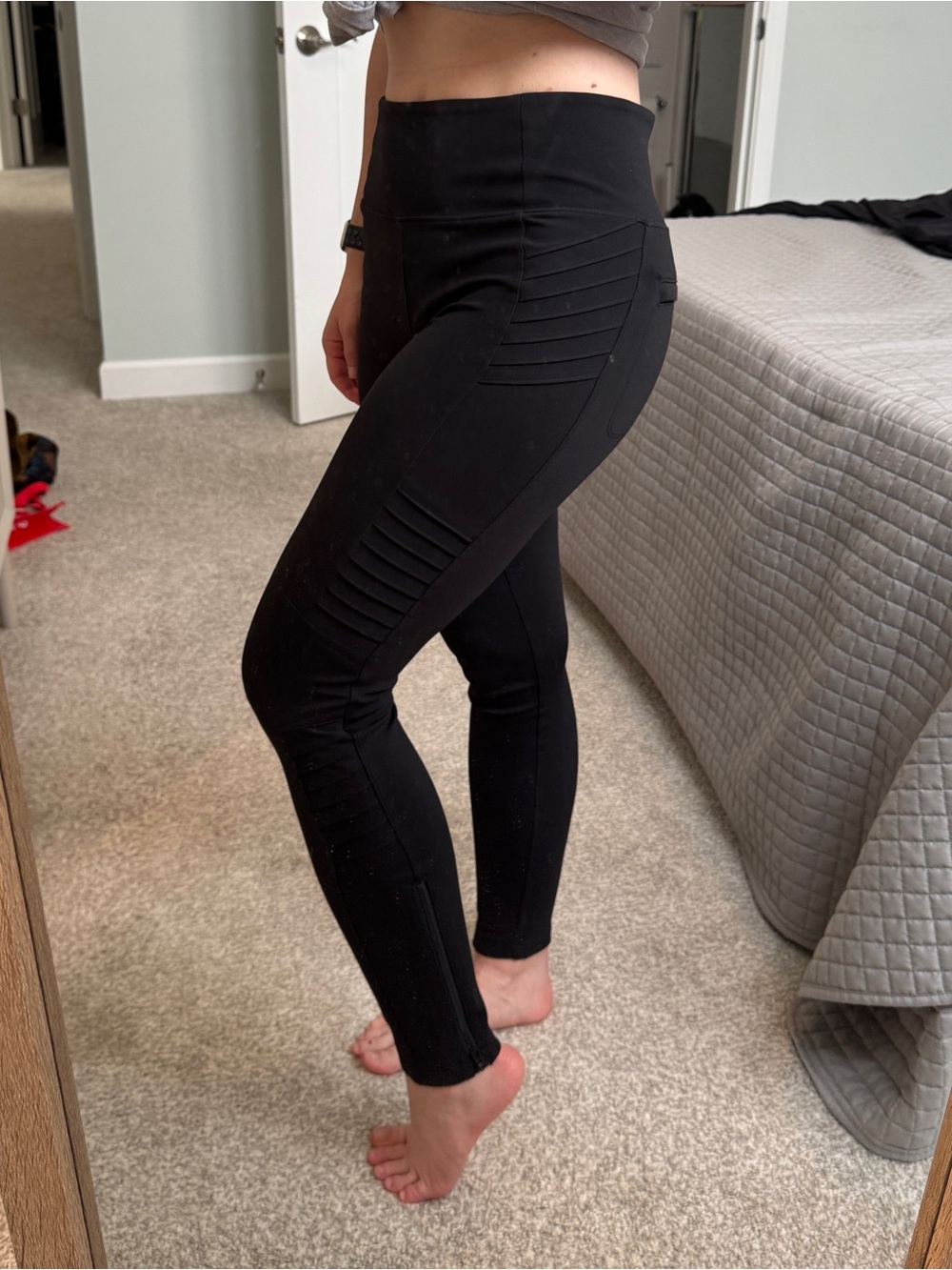 Black High-Waist Women’s Moto-Style Pants